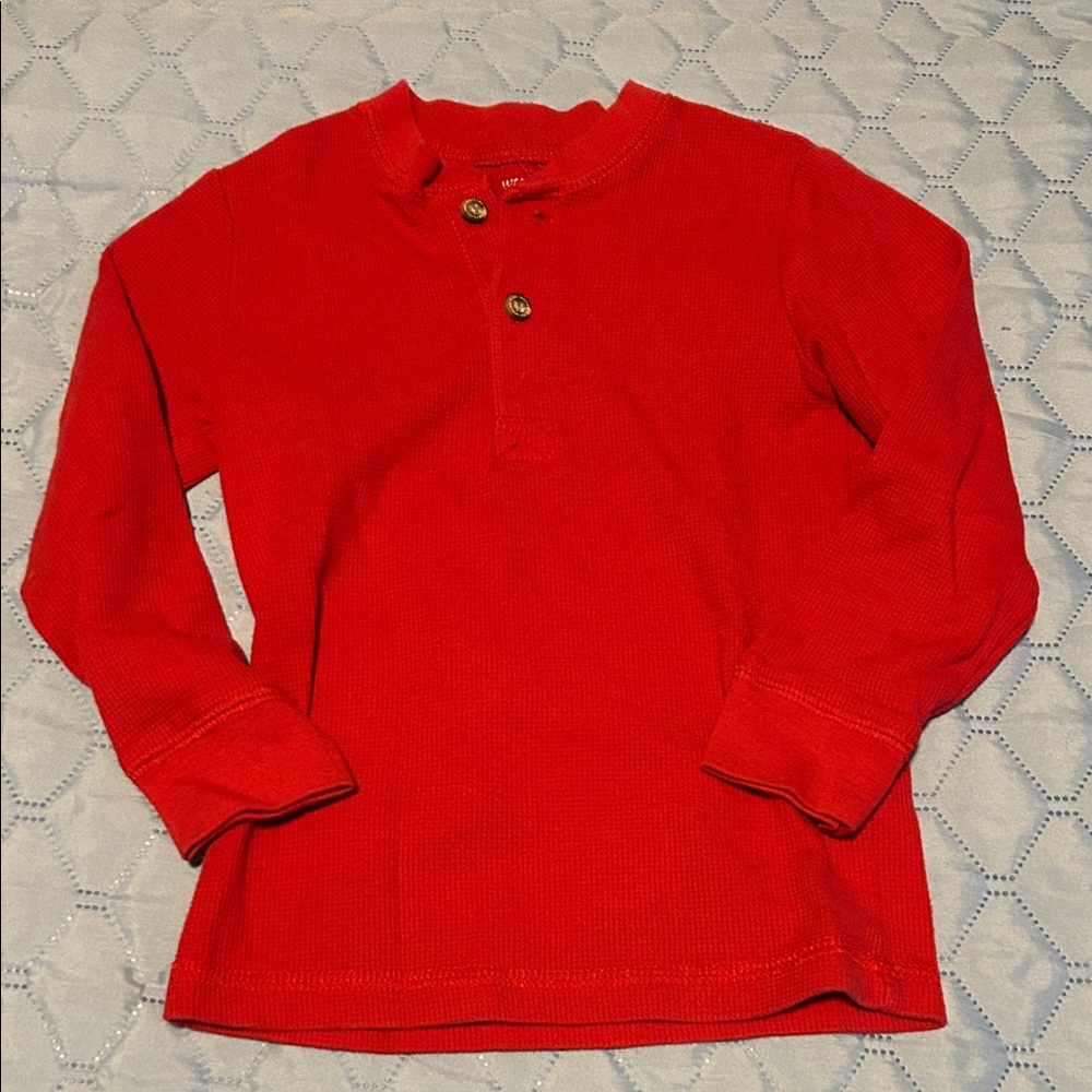 Red Kids Henley Shirt
